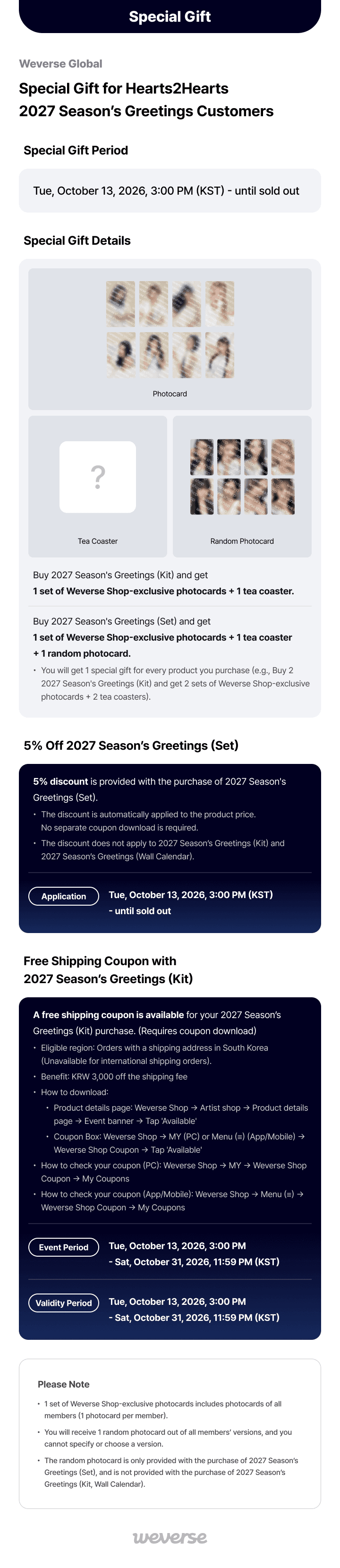 Hearts2Hearts 2027 Season's Greetings (Set) 2
